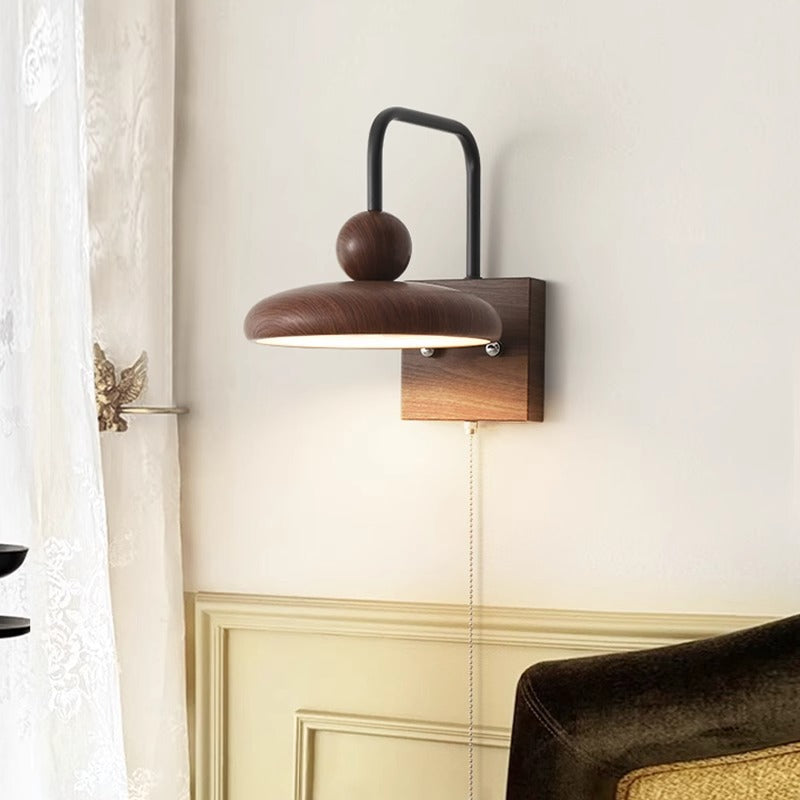 Iron Walnut Wood Grain Wall Lamp