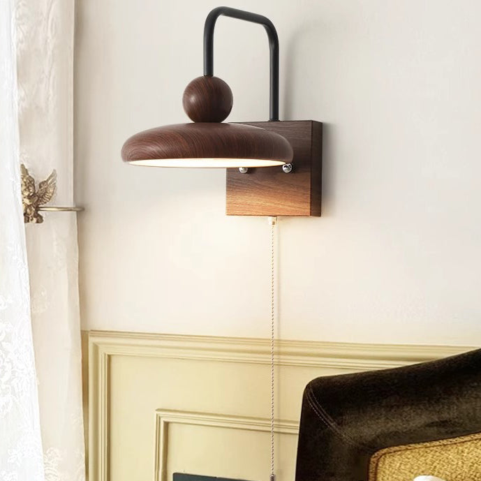 Iron Walnut Wood Grain Wall Lamp