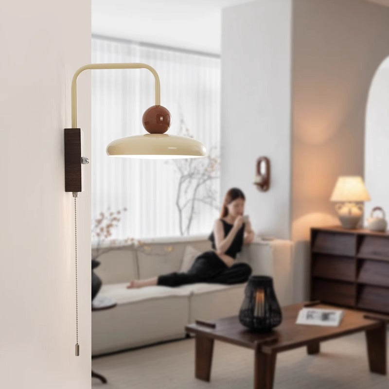 Iron Walnut Wood Grain Wall Lamp