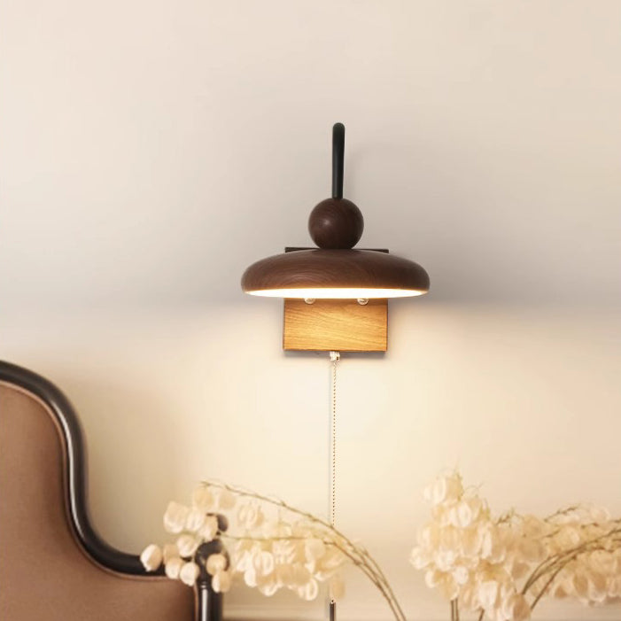 Iron Walnut Wood Grain Wall Lamp