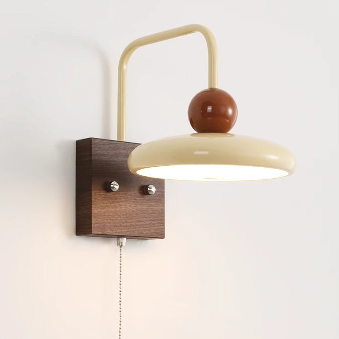 Iron Walnut Wood Grain Wall Lamp