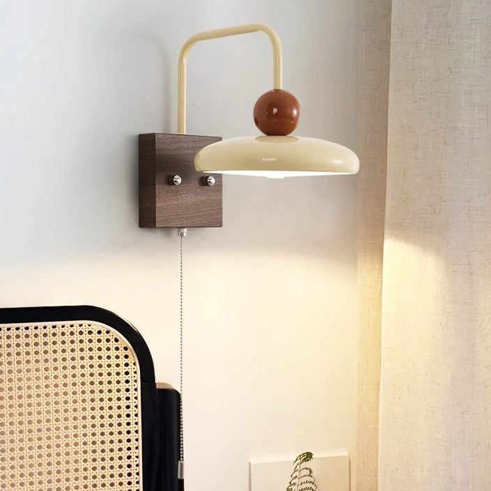 Iron Walnut Wood Grain Wall Lamp