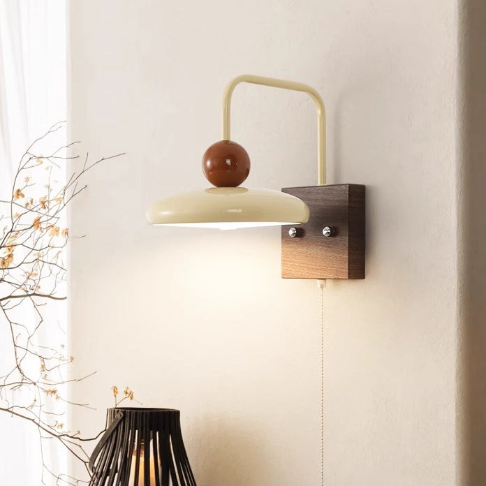 Iron Walnut Wood Grain Wall Lamp