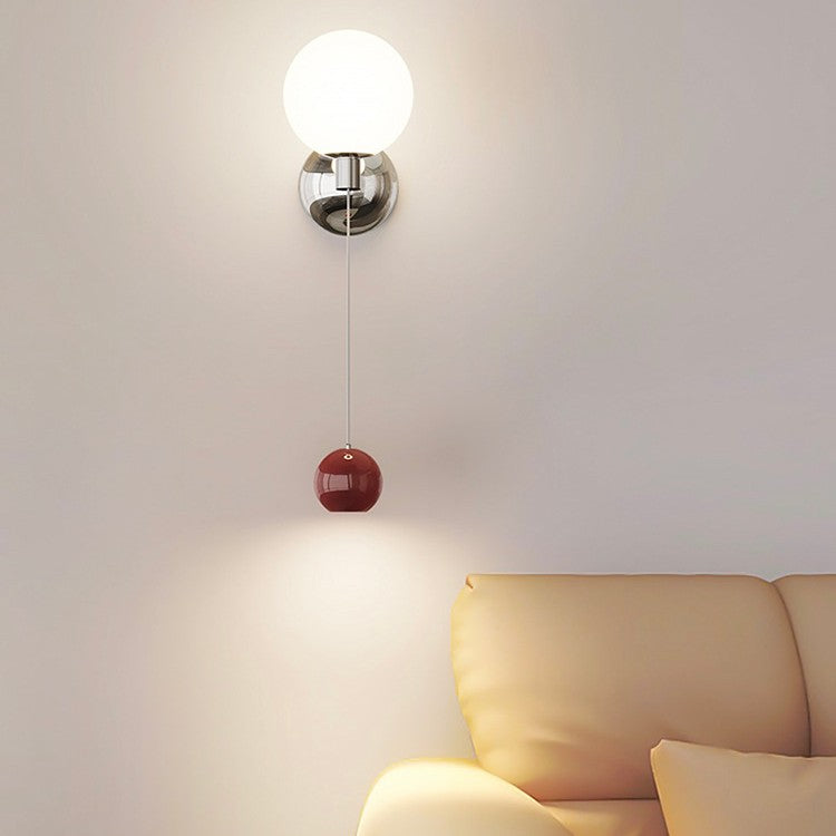 Iron Glass Spherical Bedroom Wall Lamp
