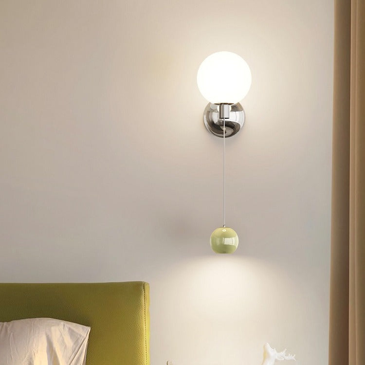 Iron Glass Spherical Bedroom Wall Lamp