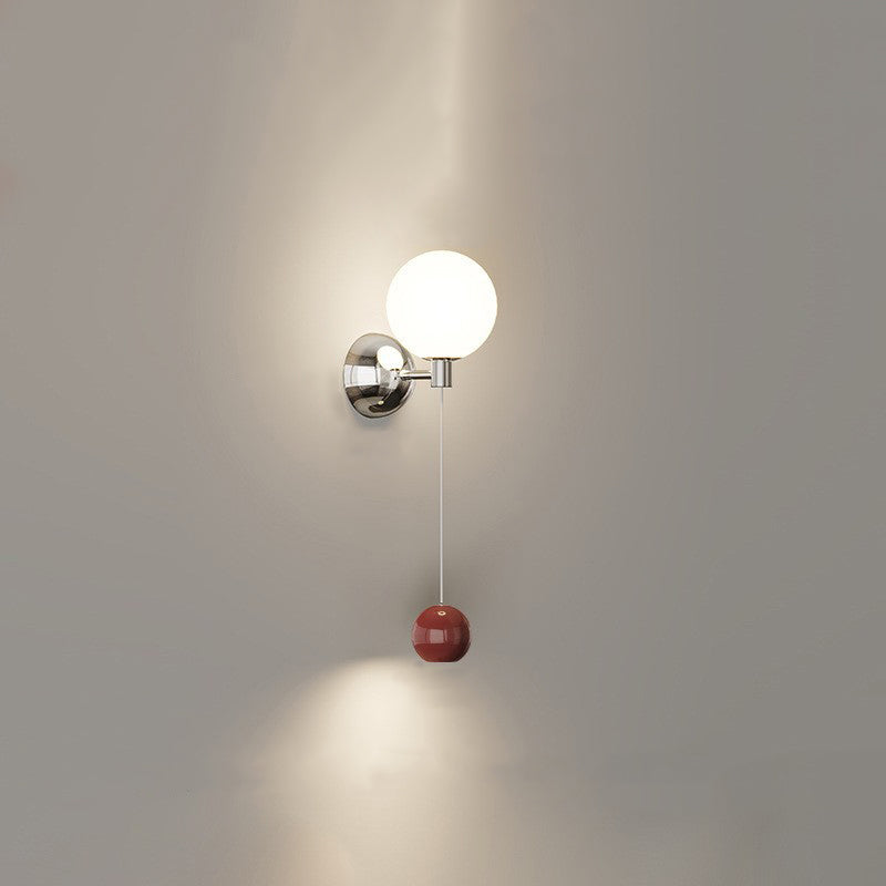 Iron Glass Spherical Bedroom Wall Lamp