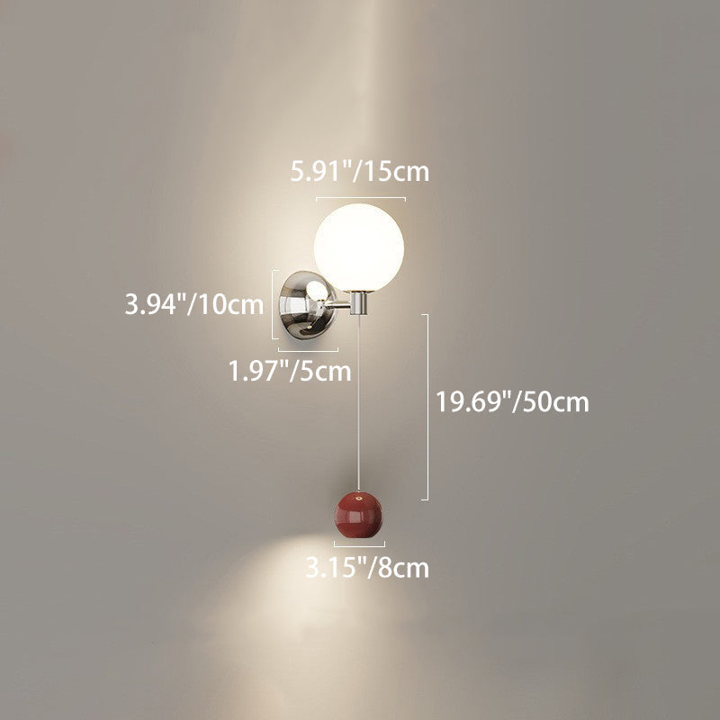 Iron Glass Spherical Bedroom Wall Lamp