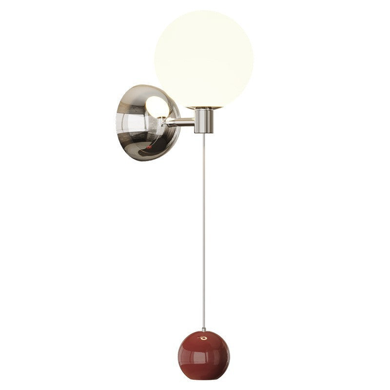 Iron Glass Spherical Bedroom Wall Lamp