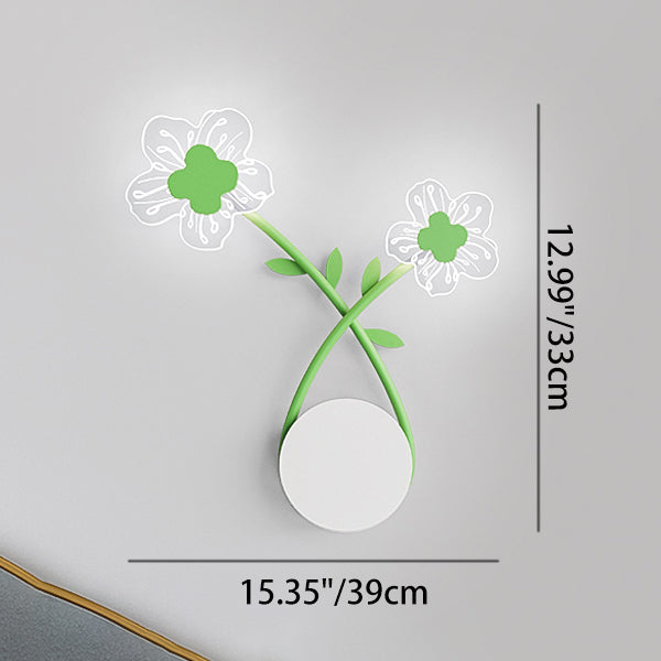 Iron Rose Flower Glass Wall Lamp