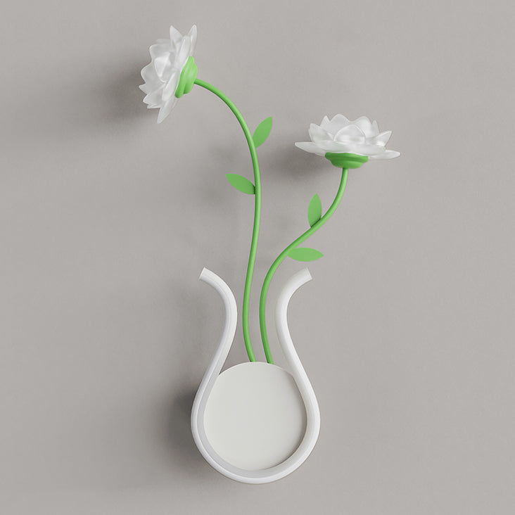 Iron Rose Flower Glass Wall Lamp