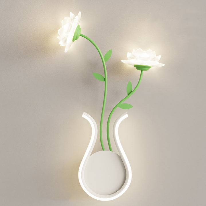 Iron Rose Flower Glass Wall Lamp