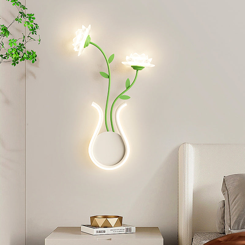 Iron Rose Flower Glass Wall Lamp