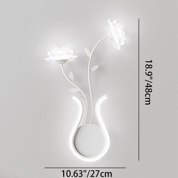 Iron Rose Flower Glass Wall Lamp