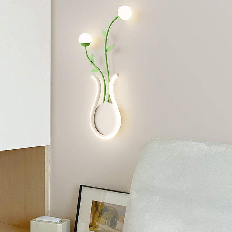 Iron Rose Flower Glass Wall Lamp