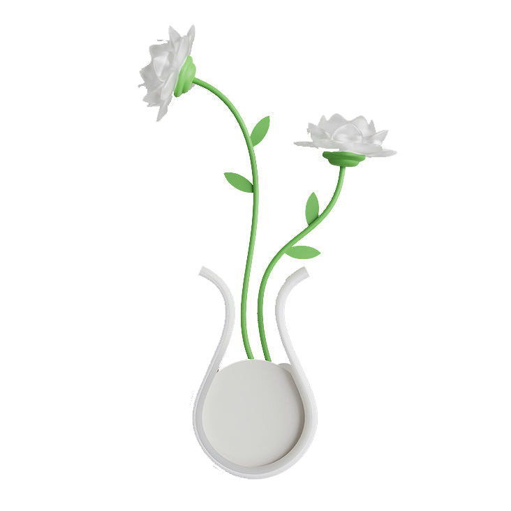 Iron Rose Flower Glass Wall Lamp