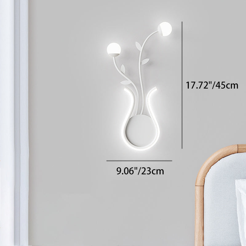 Iron Rose Flower Glass Wall Lamp