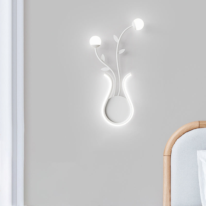 Iron Rose Flower Glass Wall Lamp