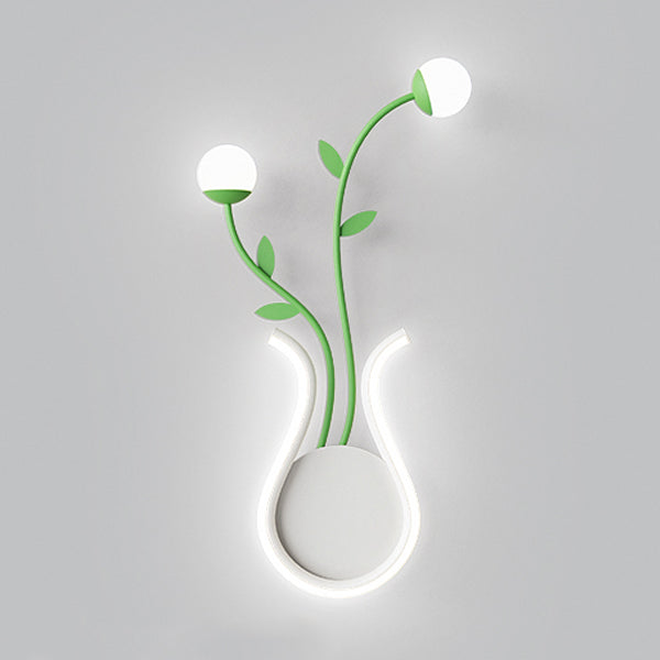 Iron Rose Flower Glass Wall Lamp