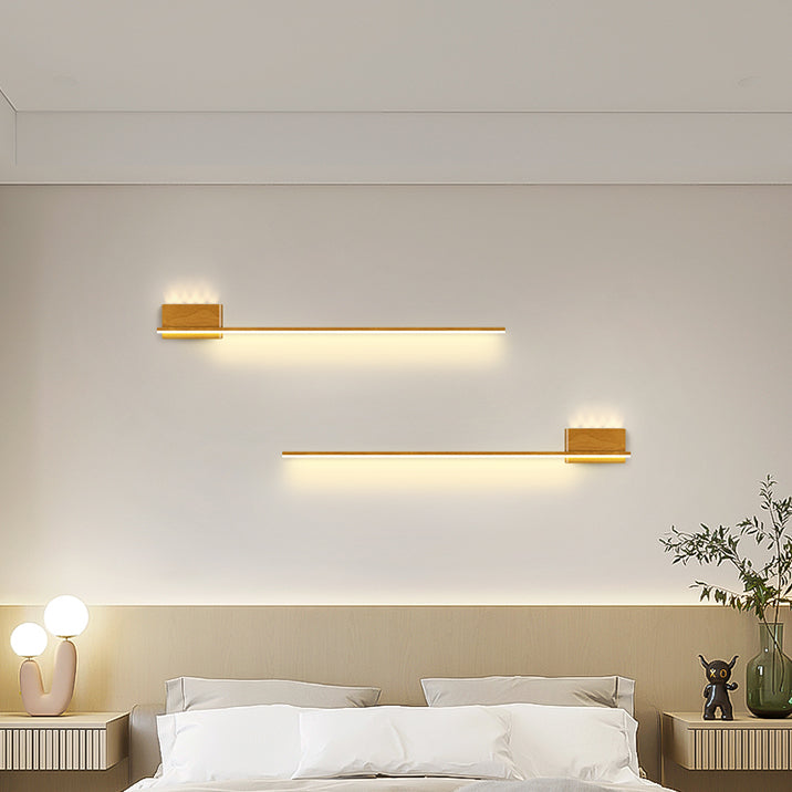 Aluminum Walnut Wood Grain Wall Lamp
