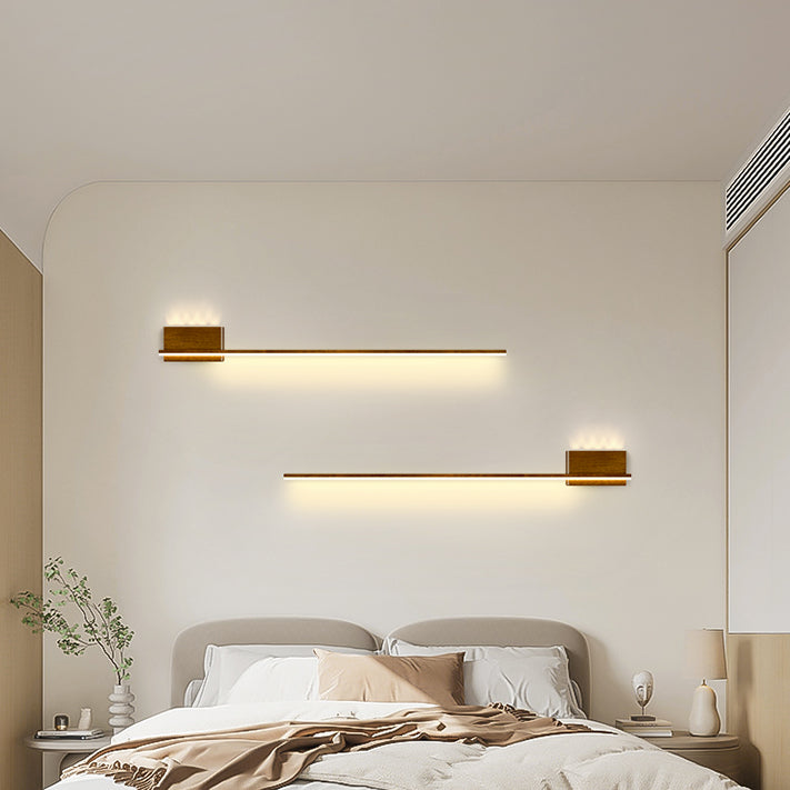 Aluminum Walnut Wood Grain Wall Lamp