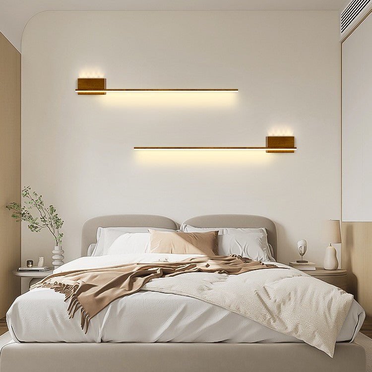 Aluminum Walnut Wood Grain Wall Lamp