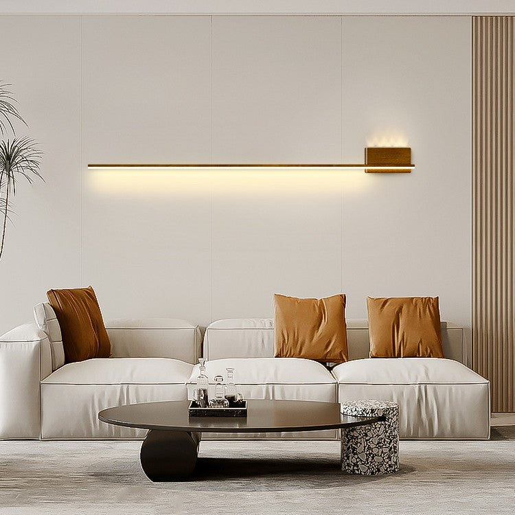 Aluminum Walnut Wood Grain Wall Lamp