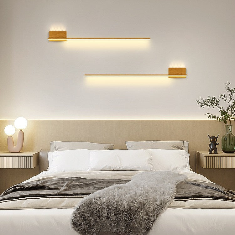Aluminum Walnut Wood Grain Wall Lamp