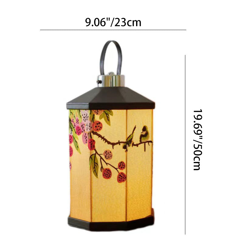 Embroidered Fabric Birdcage Hardware Table Lamp