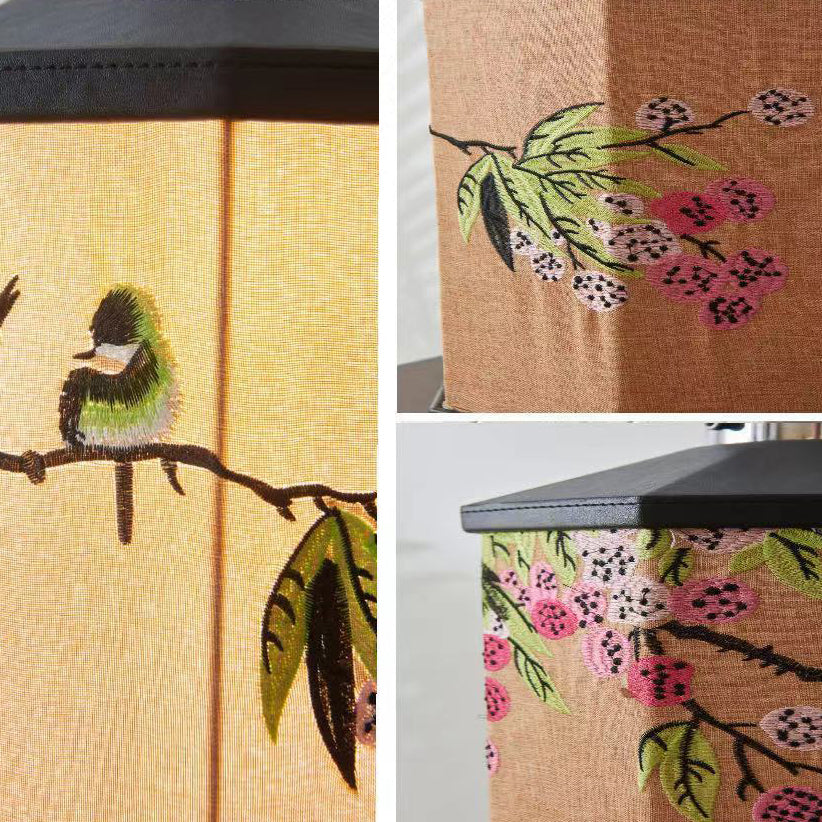 Embroidered Fabric Birdcage Hardware Table Lamp