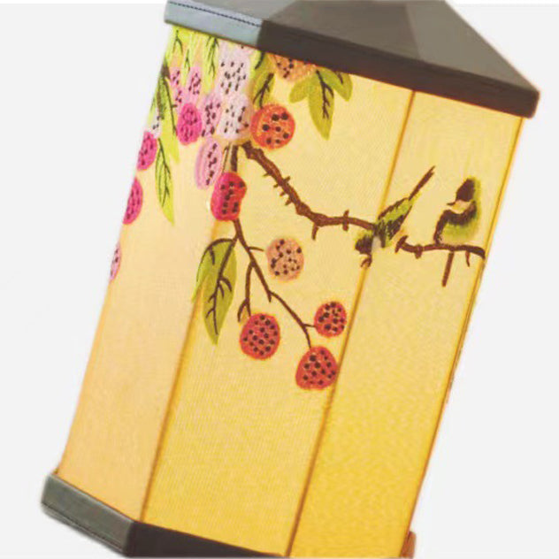 Embroidered Fabric Birdcage Hardware Table Lamp