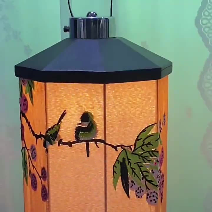Embroidered Fabric Birdcage Hardware Table Lamp