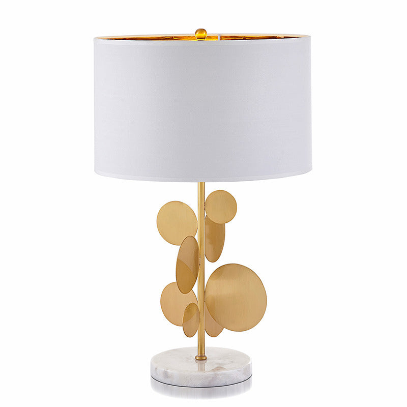 Fabric Cylinder Marble Study Table Lamp