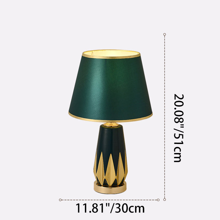 Fabric Round Ceramic Alloy Table Lamp