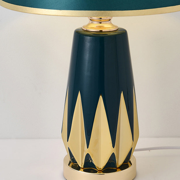Fabric Round Ceramic Alloy Table Lamp