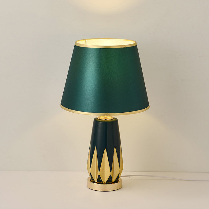 Fabric Round Ceramic Alloy Table Lamp