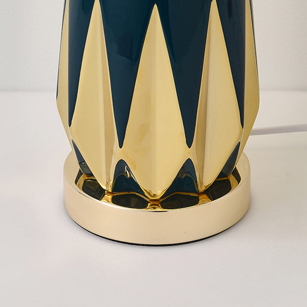 Fabric Round Ceramic Alloy Table Lamp