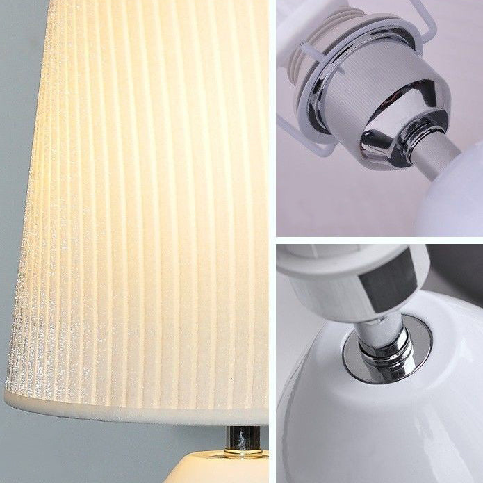 Fabric Hardware Round Bedroom Table Lamp