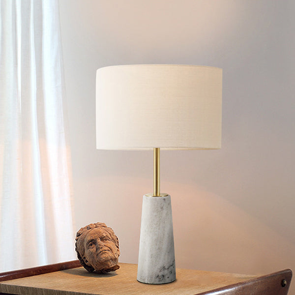 Fabric Cylinder Marble Bedroom Table Lamp