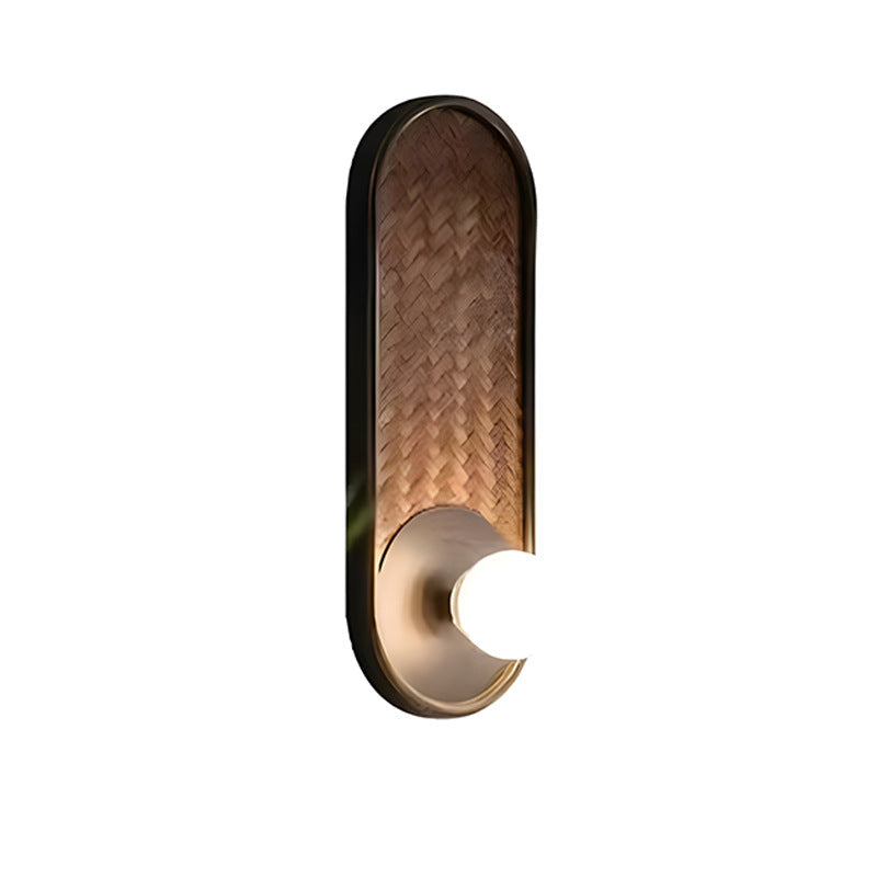 Oval Solid Wood Glass Wall Lamp