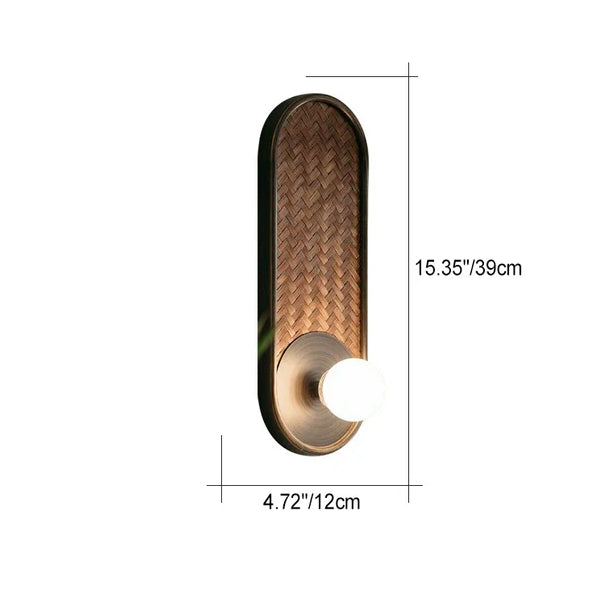 Oval Solid Wood Glass Wall Lamp