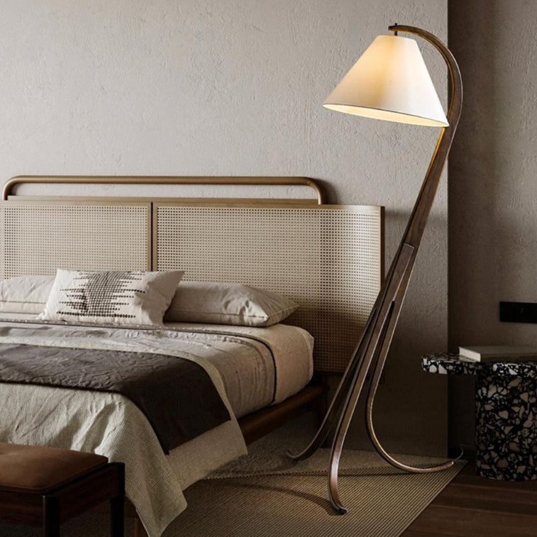 Conical Fabric Arc Solid Floor Lamp