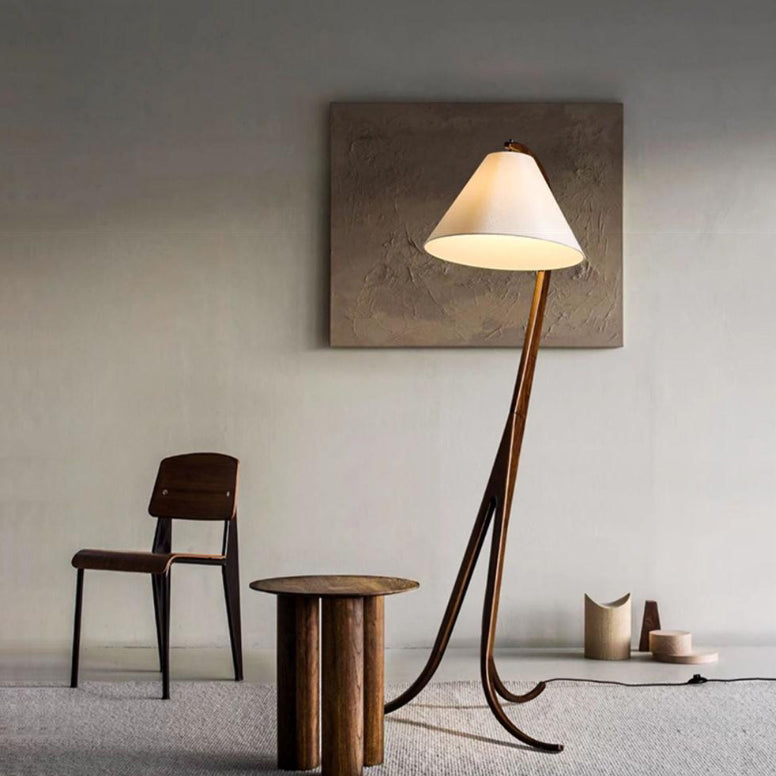 Conical Fabric Arc Solid Floor Lamp