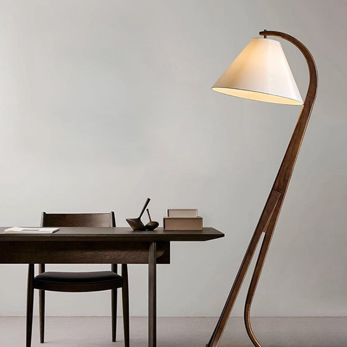 Conical Fabric Arc Solid Floor Lamp