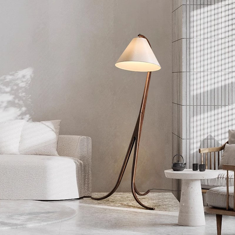 Conical Fabric Arc Solid Floor Lamp