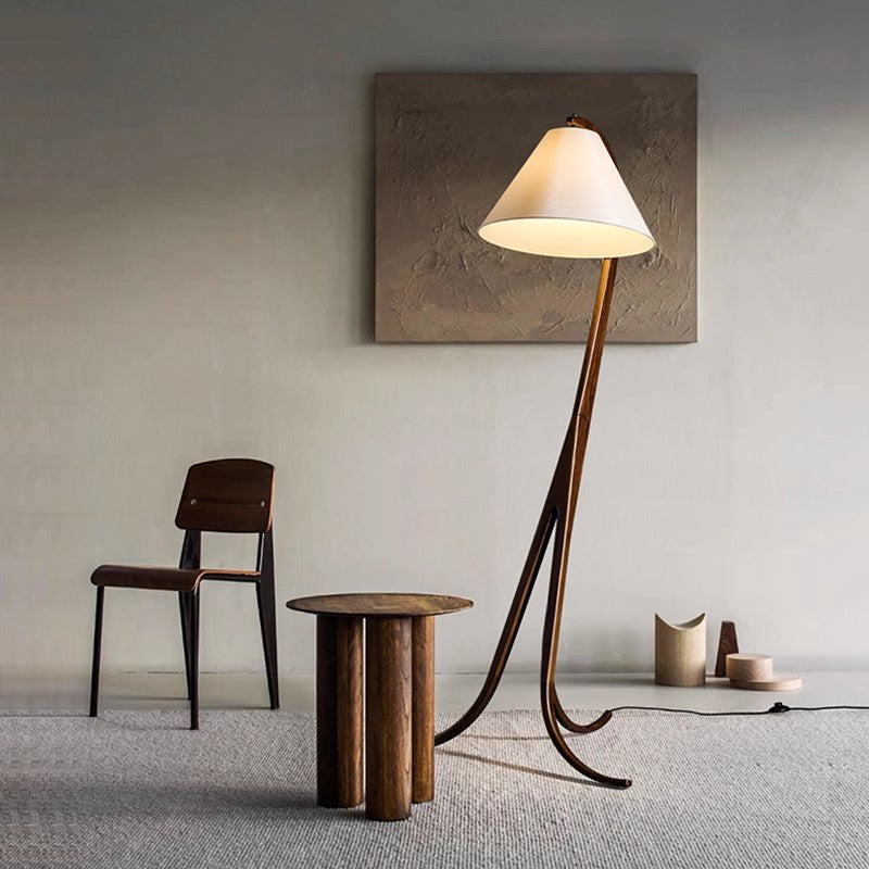 Conical Fabric Arc Solid Floor Lamp