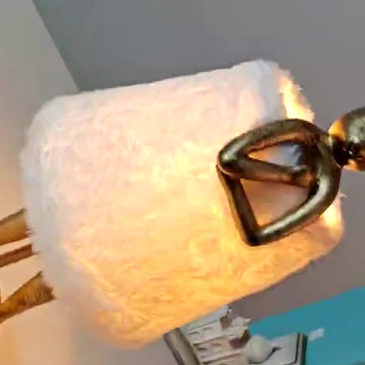 Rabbit Metal Feather Round Table Lamp