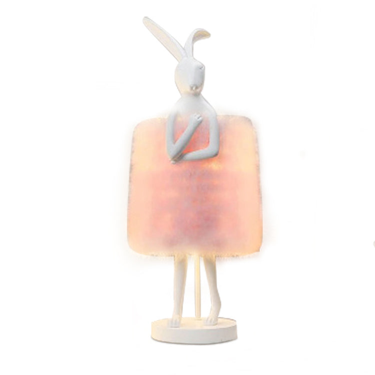Rabbit Metal Feather Round Table Lamp