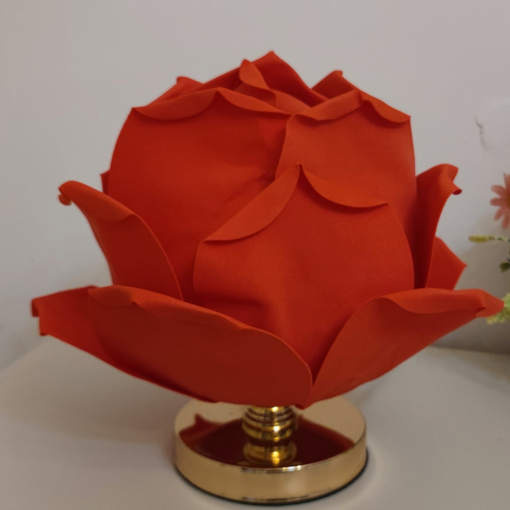 Lotus Flower Fabric Hardware Table Lamp
