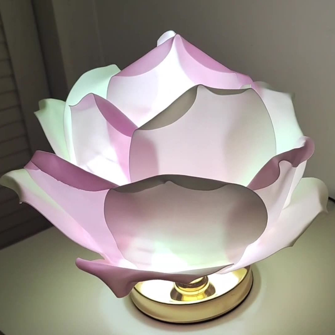 Lotus Flower Fabric Hardware Table Lamp