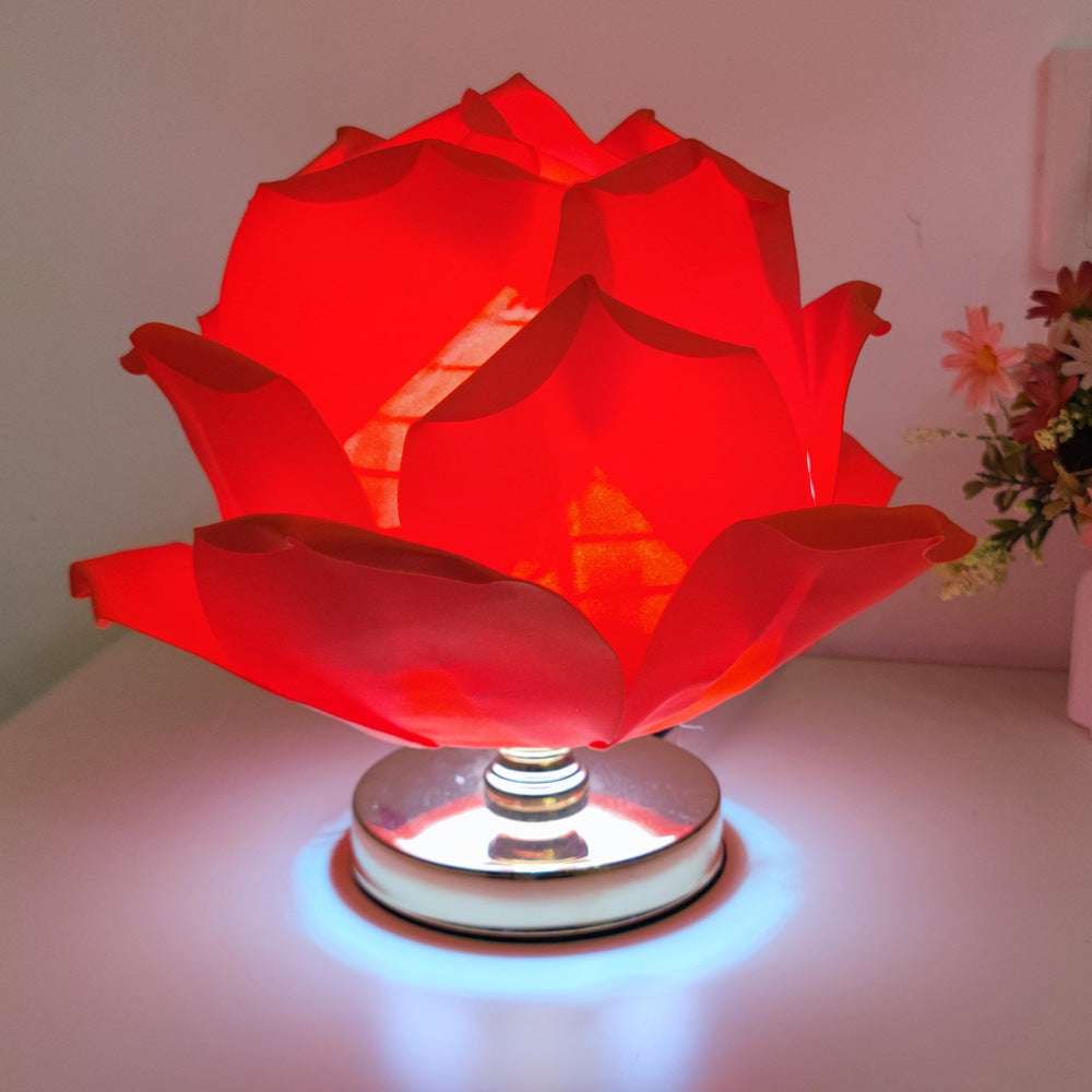 Lotus Flower Fabric Hardware Table Lamp